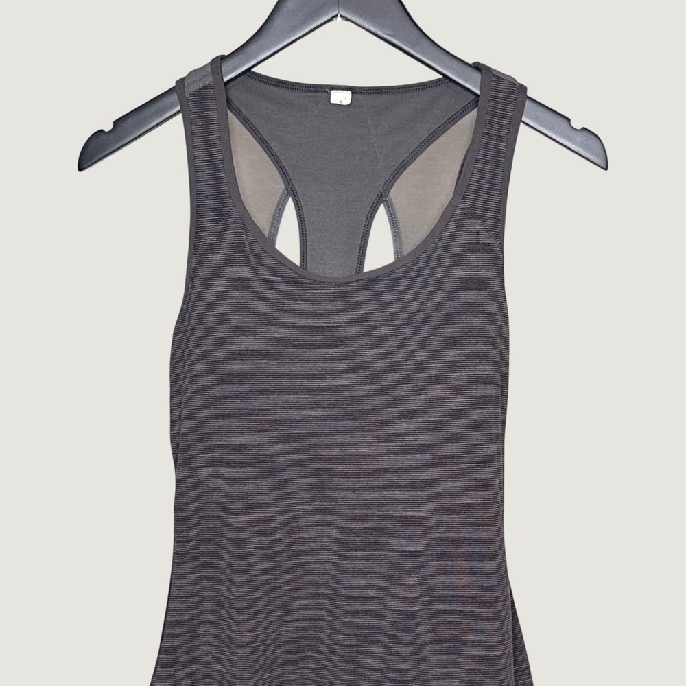 Lululemon Heathered Charcoal Grey Racerback Midi Dress with Shelf Bra Size 6 - Picture 3 of 8